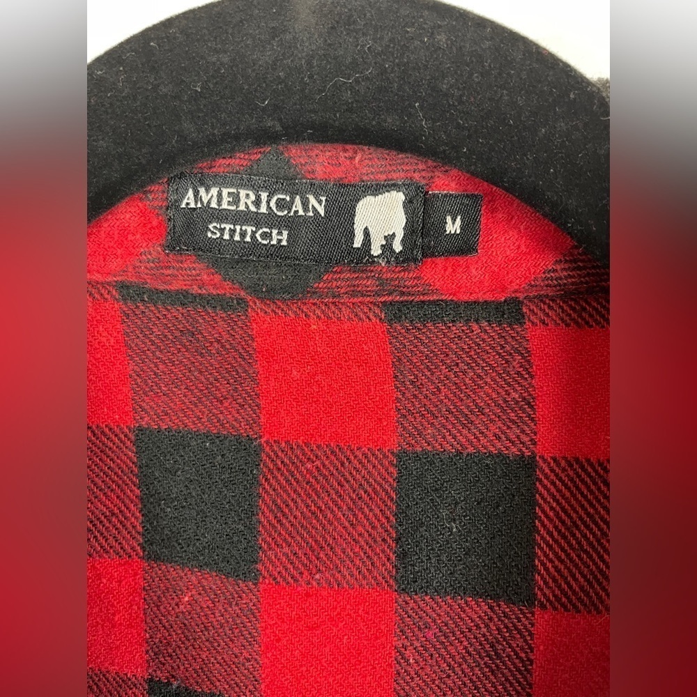 American Stitch Red and Black Flannel Shirt size M - Picture 3 of 13